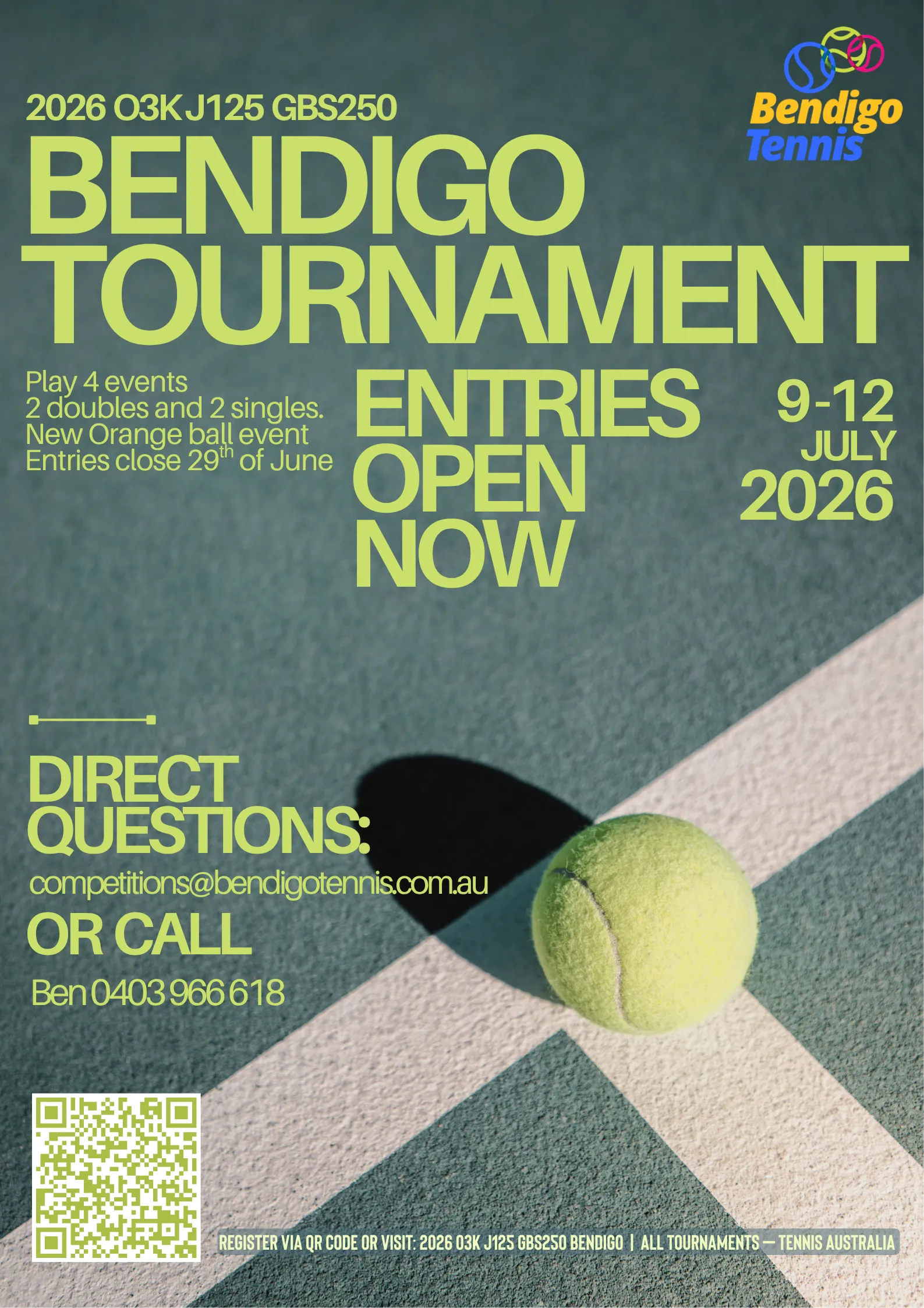 Bendigo Tennis promotional advertisement